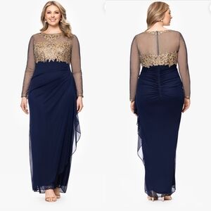 Escape Plus Size Noah Long Sleeve Maxi Formal Dress 22W Runched Beaded Dress